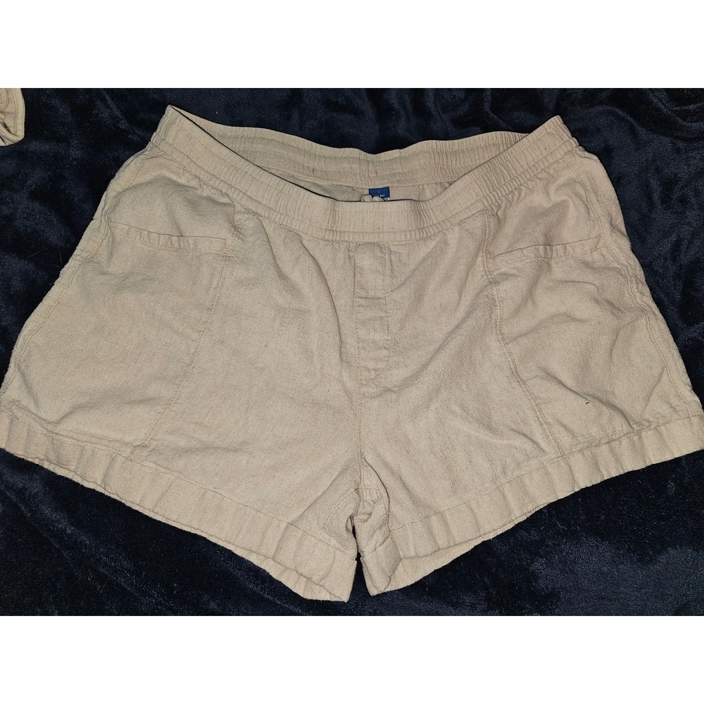 Old Navy Womens High-Rise Linen-Blend Pull-On Shorts Beige Large